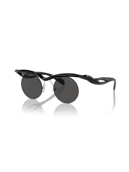 NEW PRADA SUNGLASSES, PRA18S 1AB5S0 BLACK ROUND MODERN EYEWEAR PR A18S 1AB5S0 main image 5